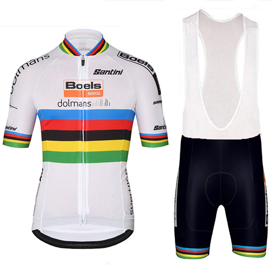 UCI World Champion Leader Boels dolmans Kurzarmtrikot 2018 und Kurze Tragerhose Wei